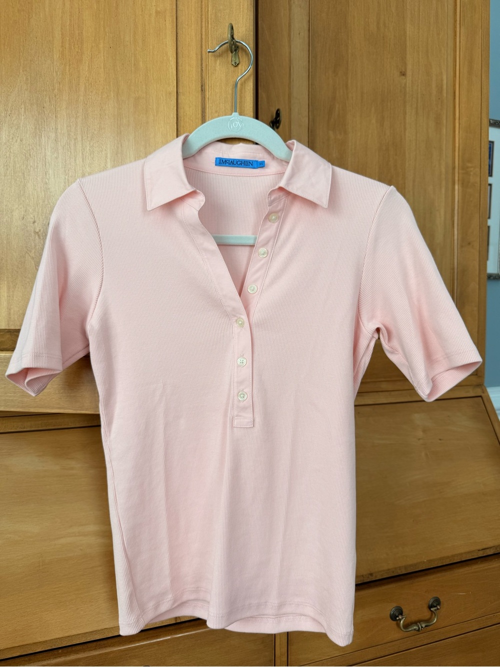 J. McLaughlin Light Pink Short-Sleeve Polo